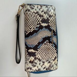 Micheal Kors wallet, blue snake skin patterned wallet